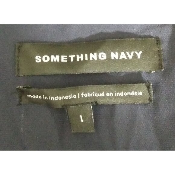 Something Navy Top Large Night Blue Draped Front V Neck Long Sleeve Wrap - Picture 7 of 7